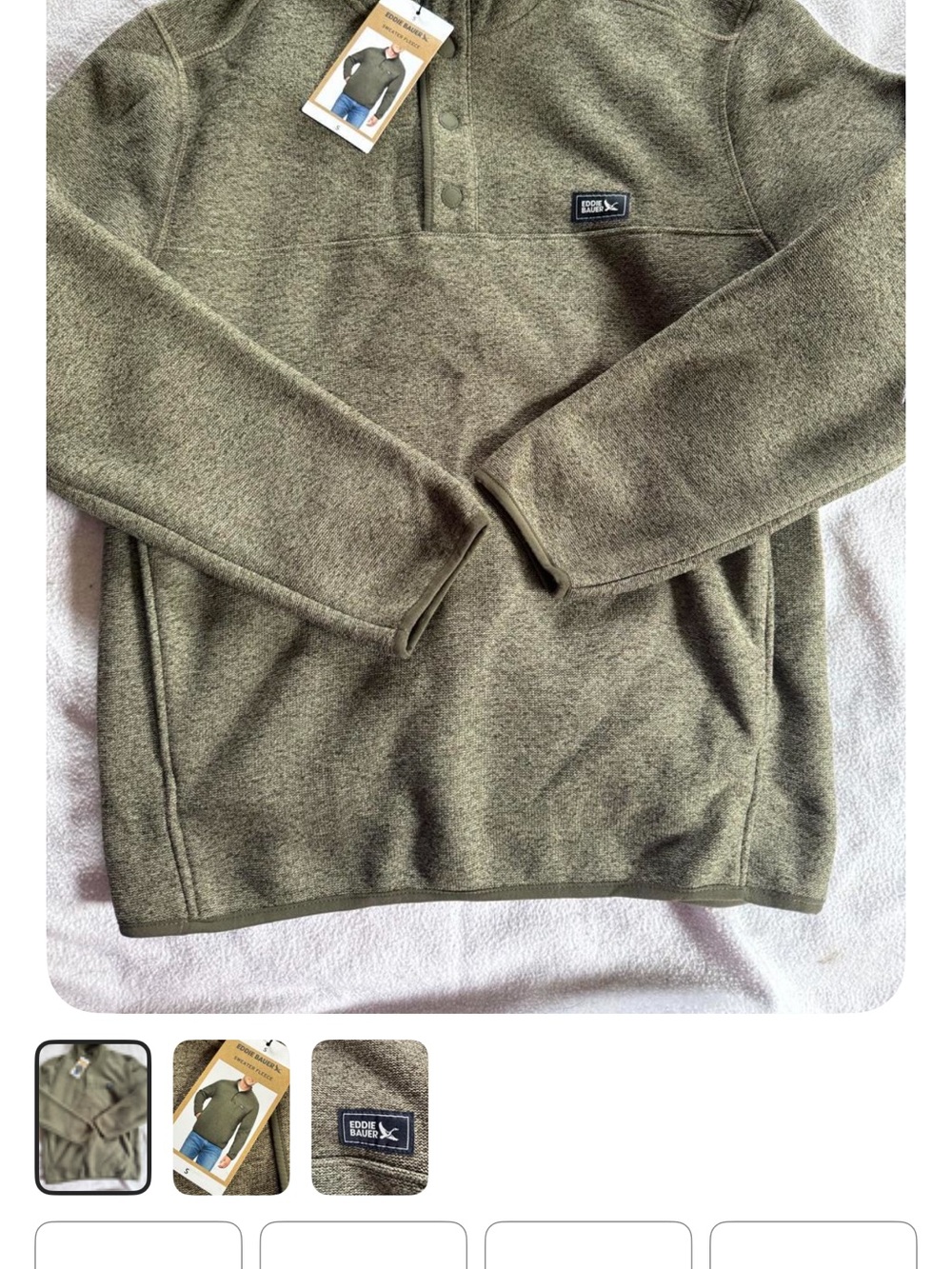 Eddie Bauer Olive Green Half-Zip Fleece Pullover